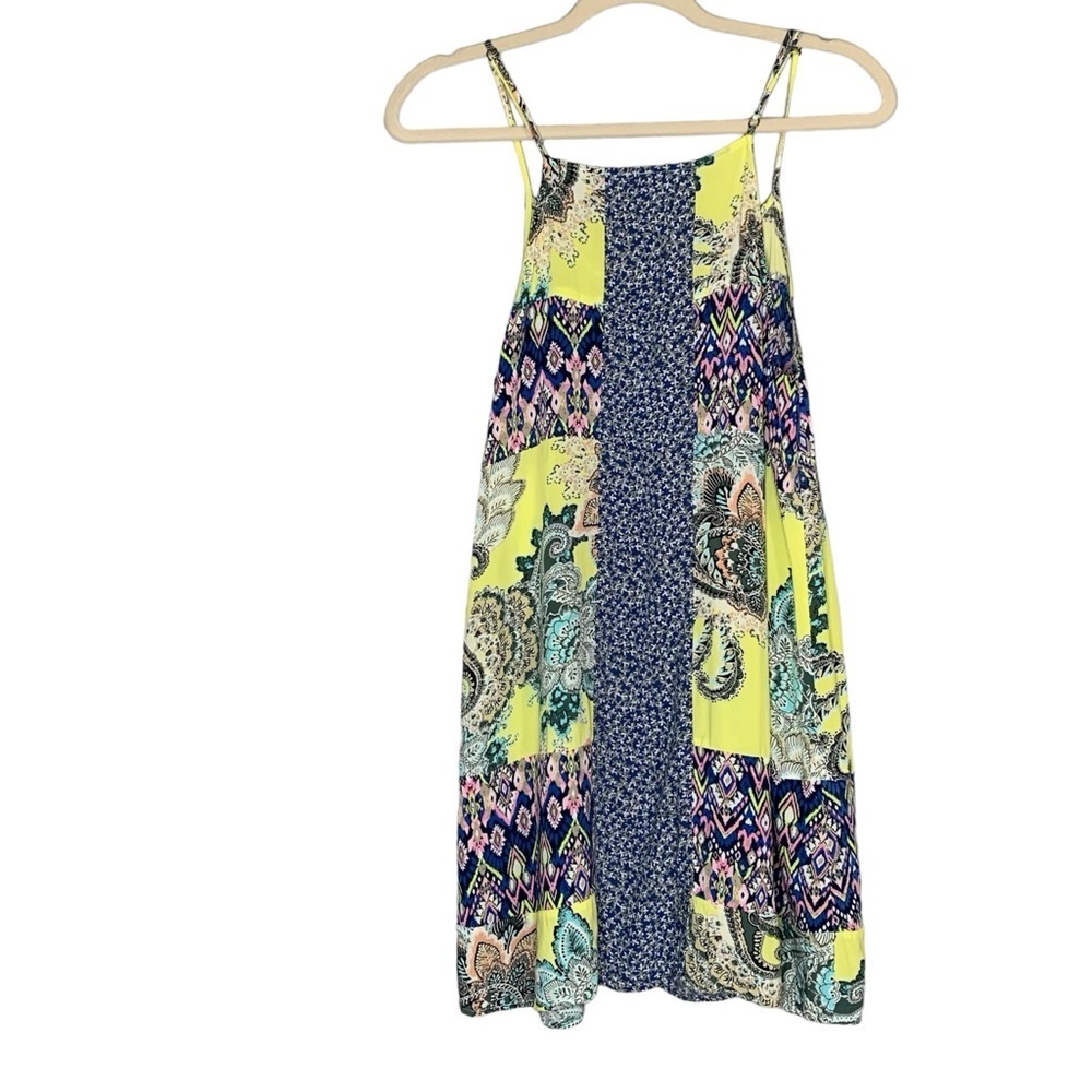 UMGEE blue and yellow paisley Aztec patchwork spaghetti strap sundress. Size S - Picture 2 of 9